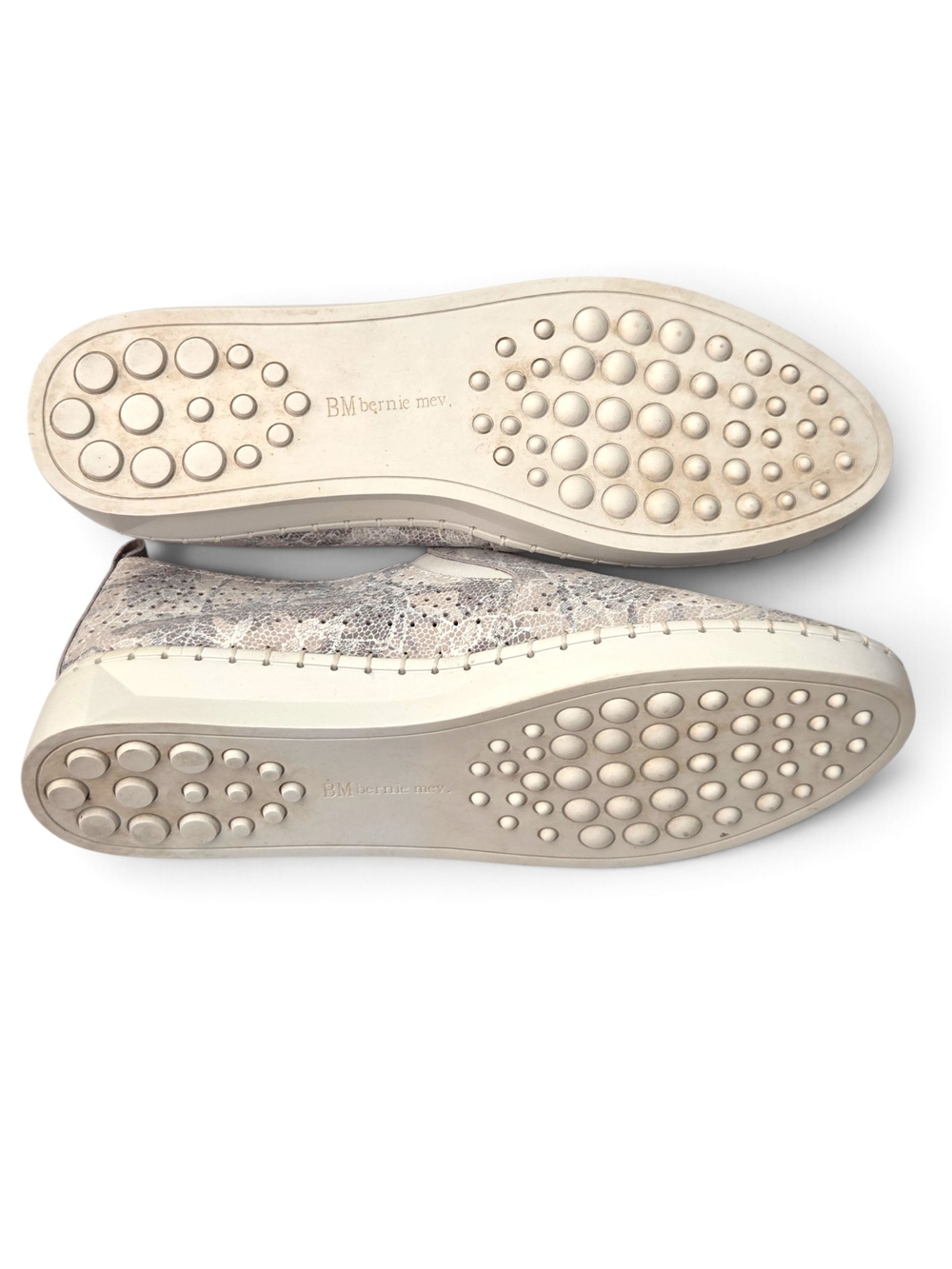 bernie mev. Metallic Silver / Tan Lace Perforated Slip On Loafers Sneakers EU 40 - Picture 8 of 10